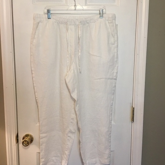 NWT PURE JILL J.JILL SZ XL LINEN CROPPED DRAWSTRING PANTS - Picture 1 of 7